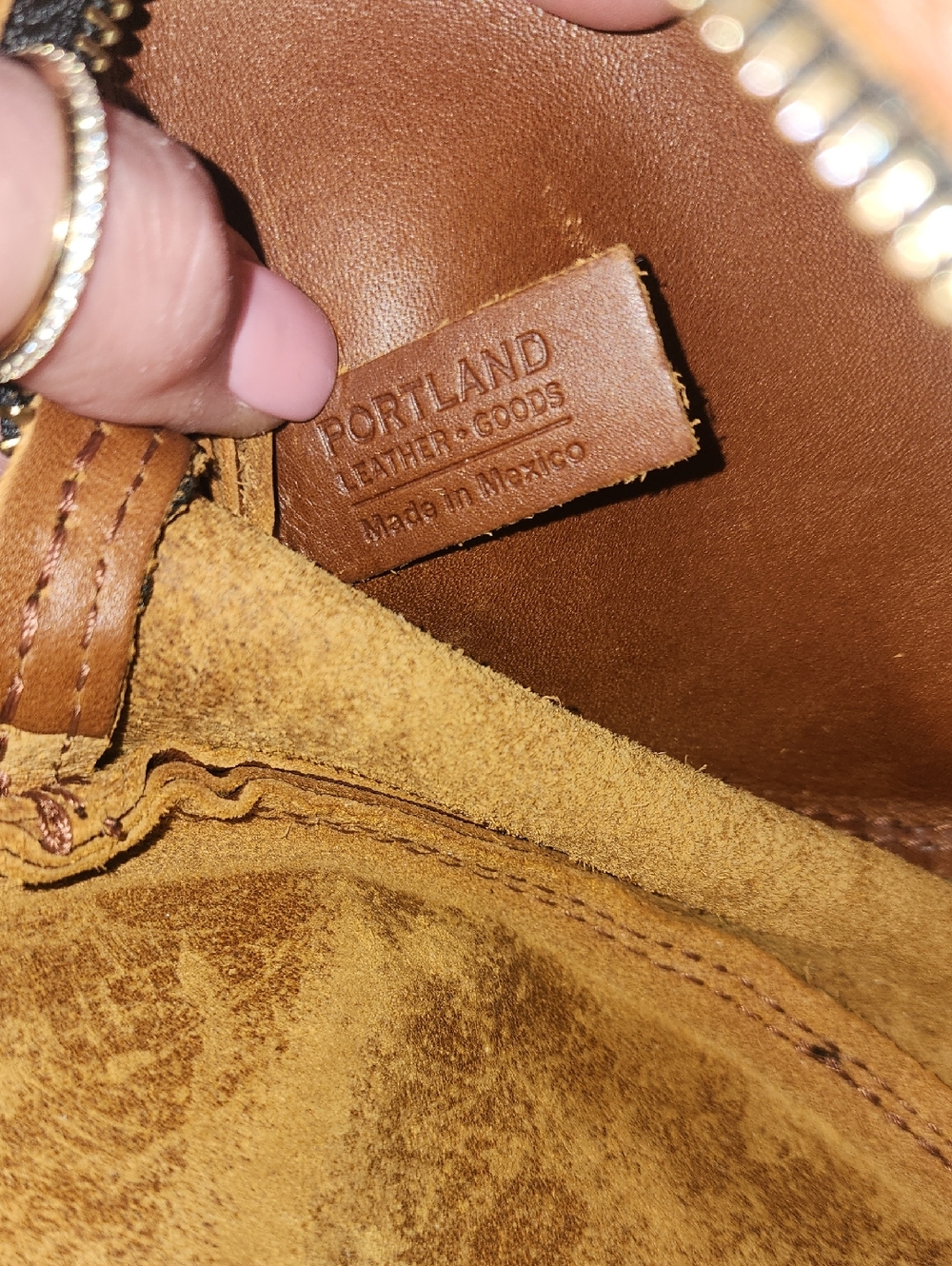 Portland Leather Goods Brown Cognac Small Round Circle Crossbody Bag - Picture 12 of 16